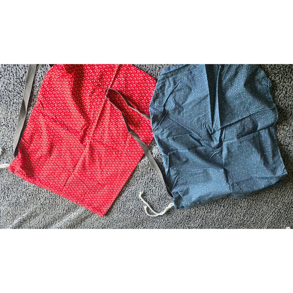 Set of 2 Handmade Floral Drawstring Cinch Bags Red Blue Ditsy Print Backpacks